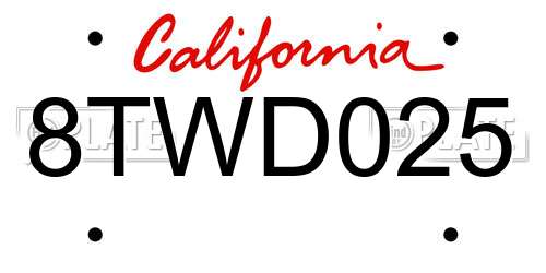 8TWD025 California License Plate