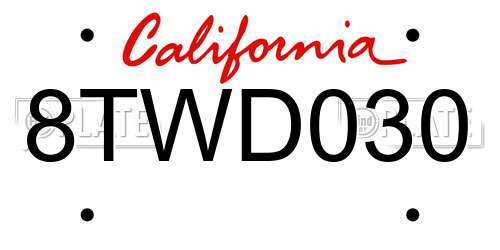 8TWD030 California License Plate