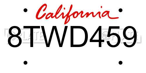 8TWD459 California License Plate