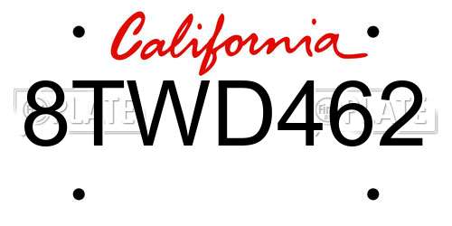 8TWD462 California License Plate