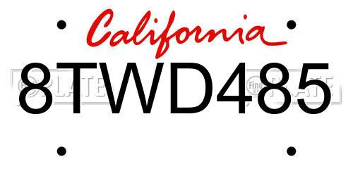 8TWD485 California License Plate