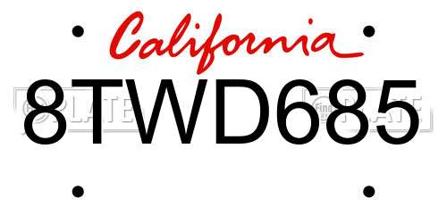 8TWD685 California License Plate