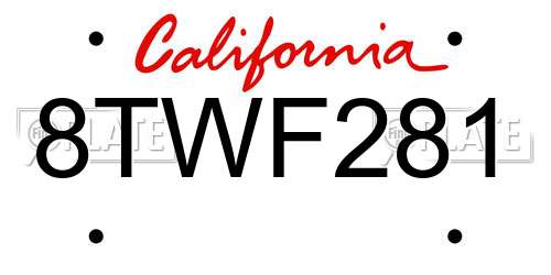 8TWF281 California License Plate