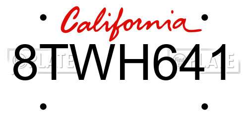 8TWH641 California License Plate