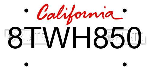 8TWH850 California License Plate