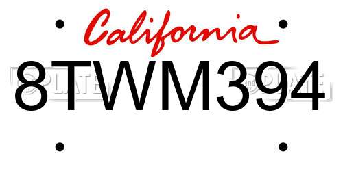 8TWM394 California License Plate