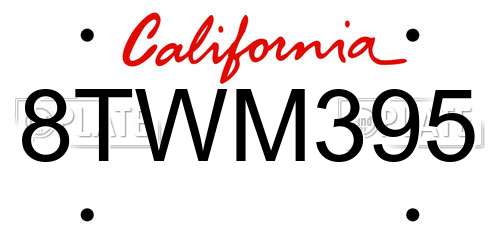 8TWM395 California License Plate