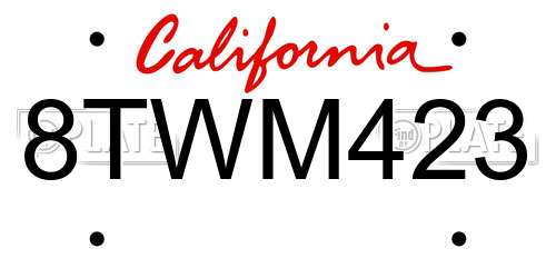 8TWM423 California License Plate
