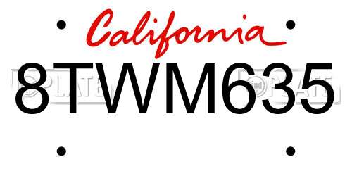 8TWM635 California License Plate