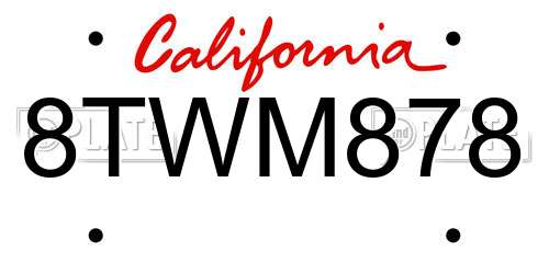 8TWM878 California License Plate