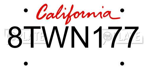 8TWN177 California License Plate