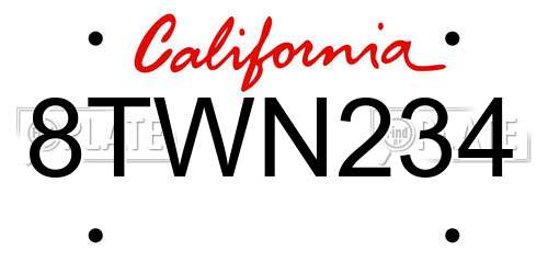 8TWN234 California License Plate