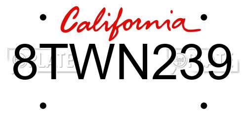 8TWN239 California License Plate