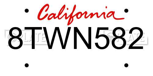 8TWN582 California License Plate