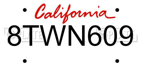 8TWN609 California License Plate