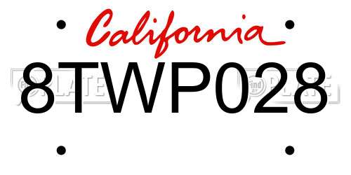 8TWP028 California License Plate