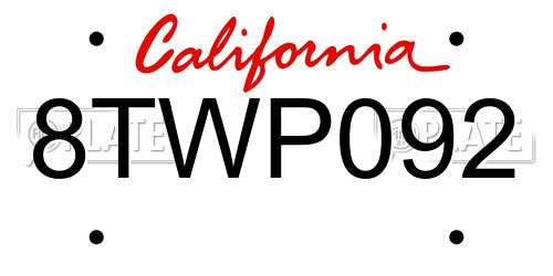 8TWP092 California License Plate