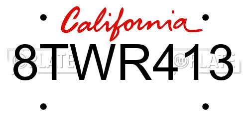 8TWR413 California License Plate