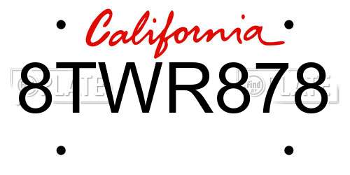 8TWR878 California License Plate