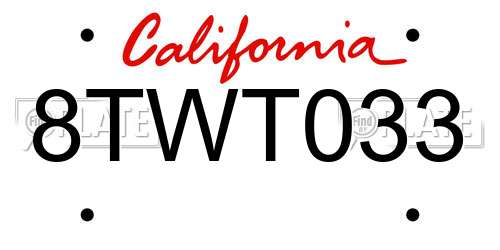 8TWT033 California License Plate