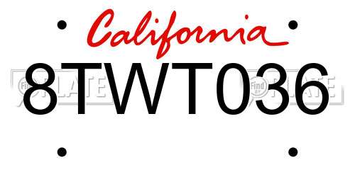 8TWT036 California License Plate