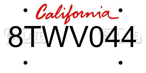 8TWV044 California License Plate