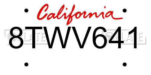 8TWV641 California License Plate