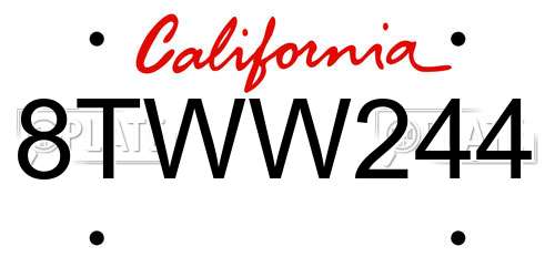 8TWW244 California License Plate
