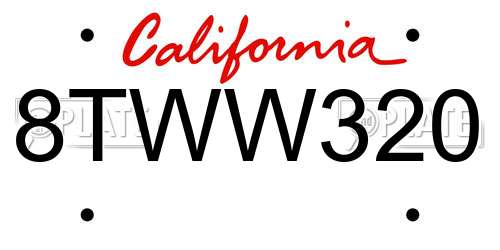 8TWW320 California License Plate