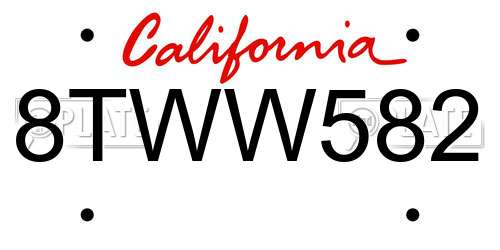 8TWW582 California License Plate