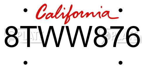8TWW876 California License Plate
