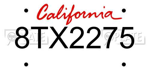 8TX2275 California License Plate