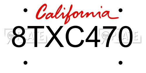 8TXC470 California License Plate