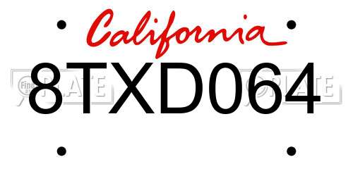 8TXD064 California License Plate