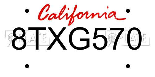 8TXG570 California License Plate