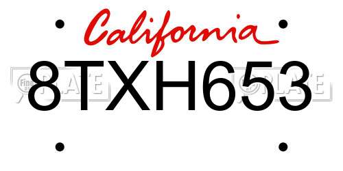 8TXH653 California License Plate
