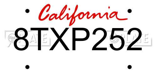 8TXP252 California License Plate