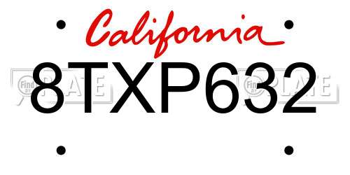 8TXP632 California License Plate
