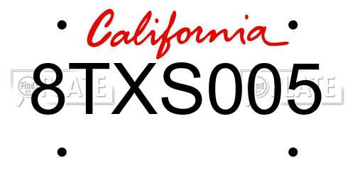 8TXS005 California License Plate