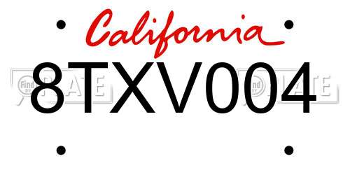 8TXV004 California License Plate