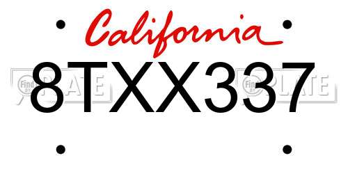 8TXX337 California License Plate