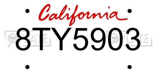 8TY5903 California License Plate