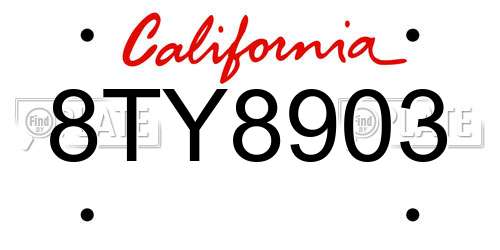 8TY8903 California License Plate