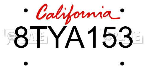 8TYA153 California License Plate