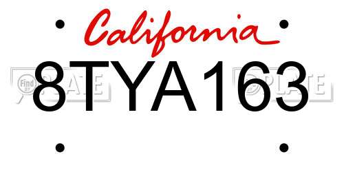 8TYA163 California License Plate