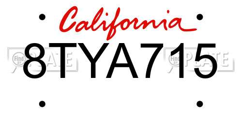 8TYA715 California License Plate