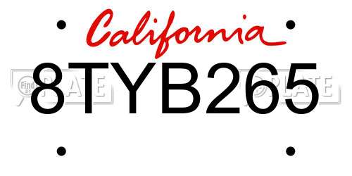 8TYB265 California License Plate
