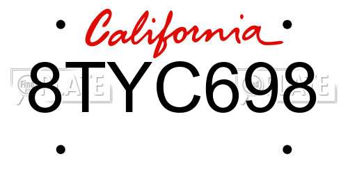 8TYC698 California License Plate