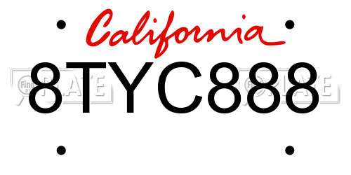 8TYC888 California License Plate