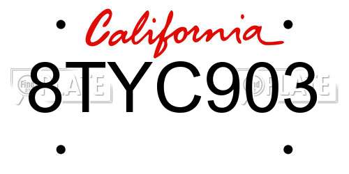 8TYC903 California License Plate